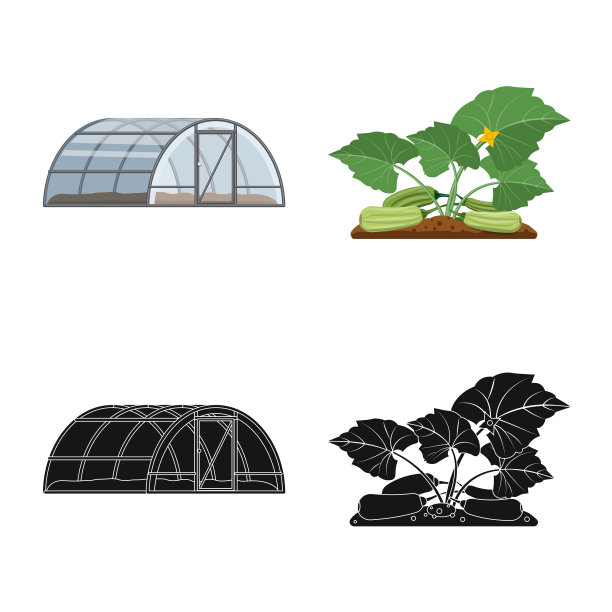 隔离对象温室和植物标志集图片下载