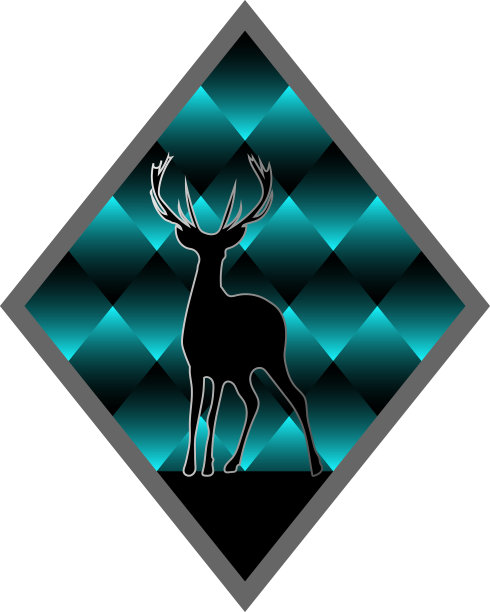 在菱形雕塑上勾勒出一只鹿的轮廓图片下载