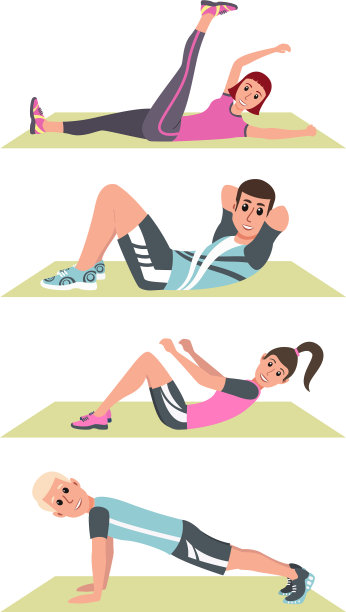 快乐的人在木板垫上抬腿图片下载