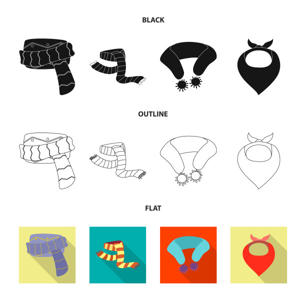 围巾和披肩图标集图片下载