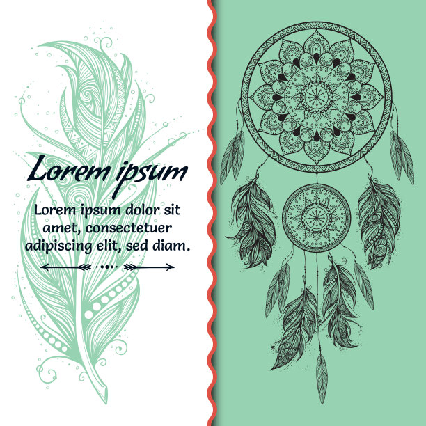 卡片设计捕梦网文字放置波西米亚风格图片下载