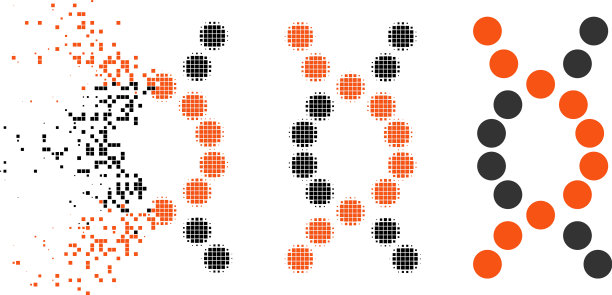 消散的斑点半色调DNA螺旋图标图片下载