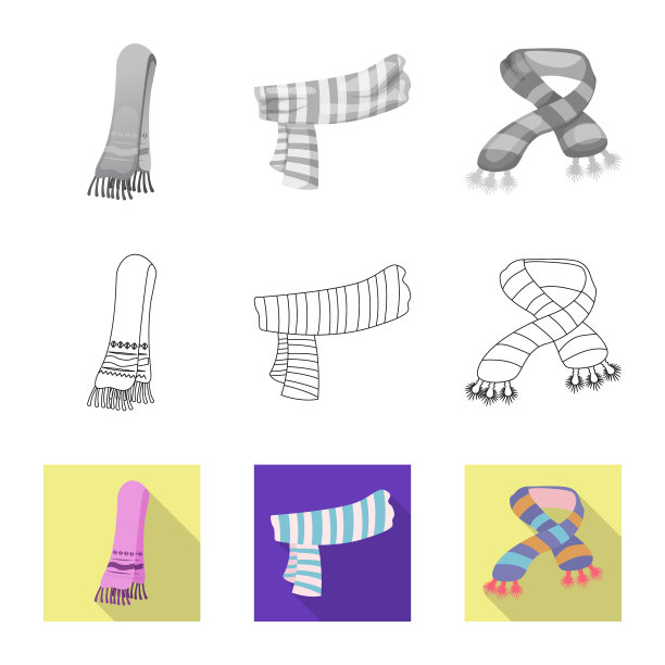 围巾和披肩标志的设计套装图片下载