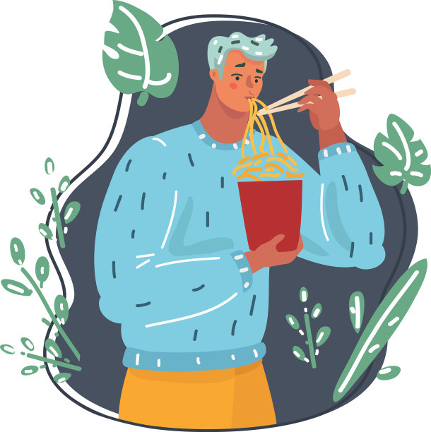 男人用筷子吃面条图片下载