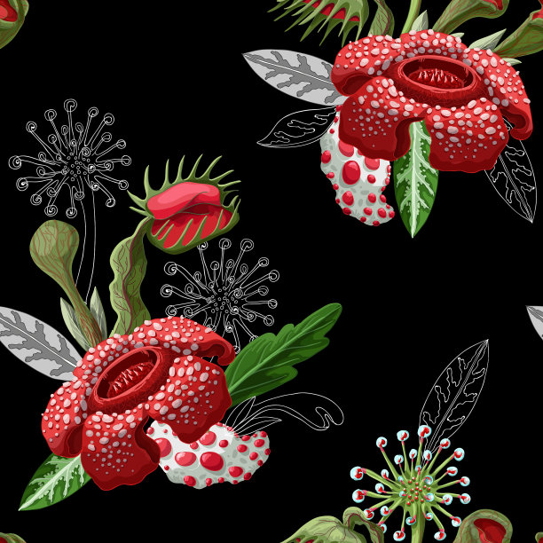 植物捕食者的无缝模式图片下载