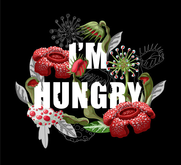 印有植物捕食者花朵的t恤图片下载