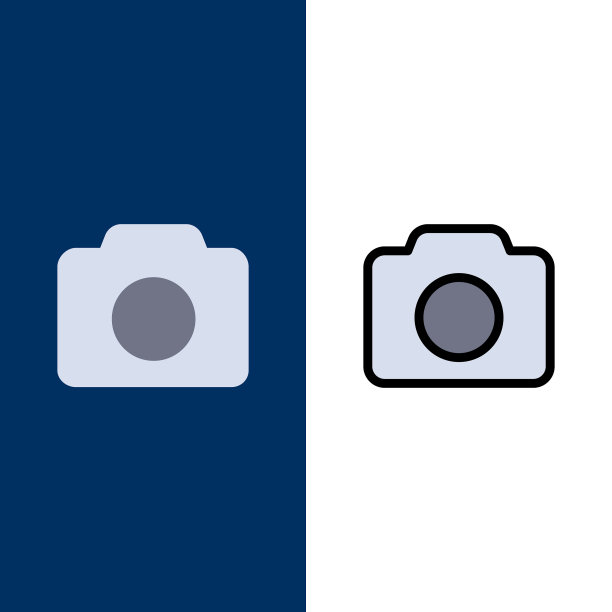 相机图像基本的UI图标平坦和线条填充图片下载