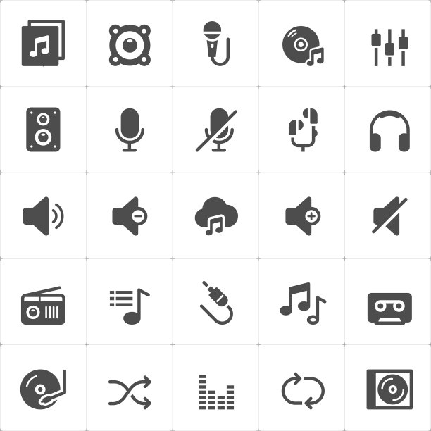 图标设置-声音和音频填充图标风格图片下载