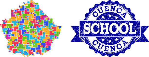 马赛克地图昆卡省和纹理学校图片下载