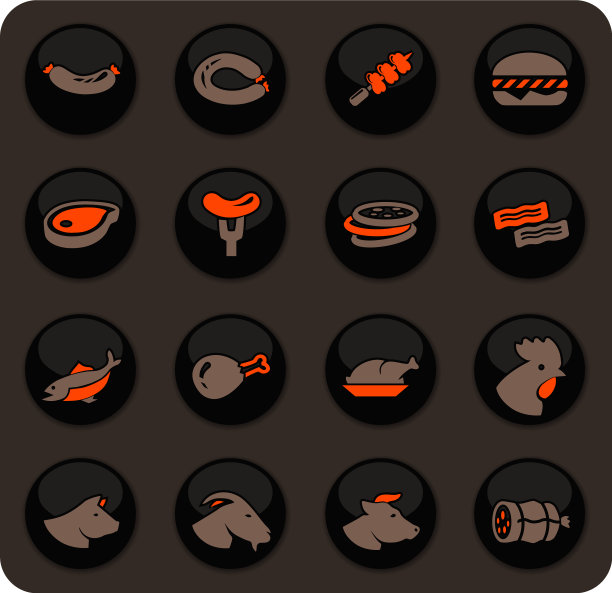 肉类和蛋白质图标设置图片下载