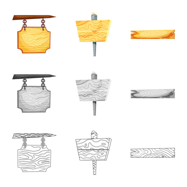 孤立对象的原始和森林符号集图片下载