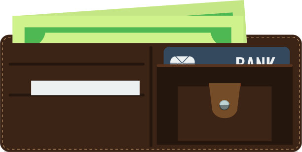 打开钱包与平坦和坚实的颜色风格图片下载