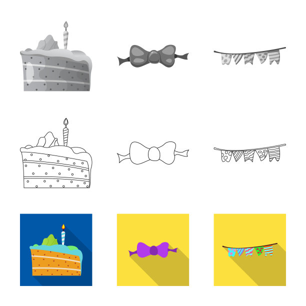 孤立的聚会对象和生日牌套的图片下载