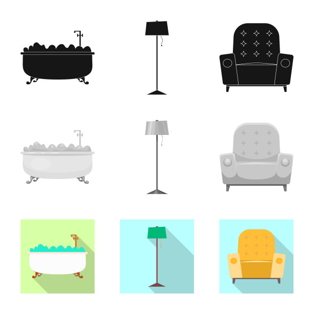 设计家具和公寓图标集图片下载