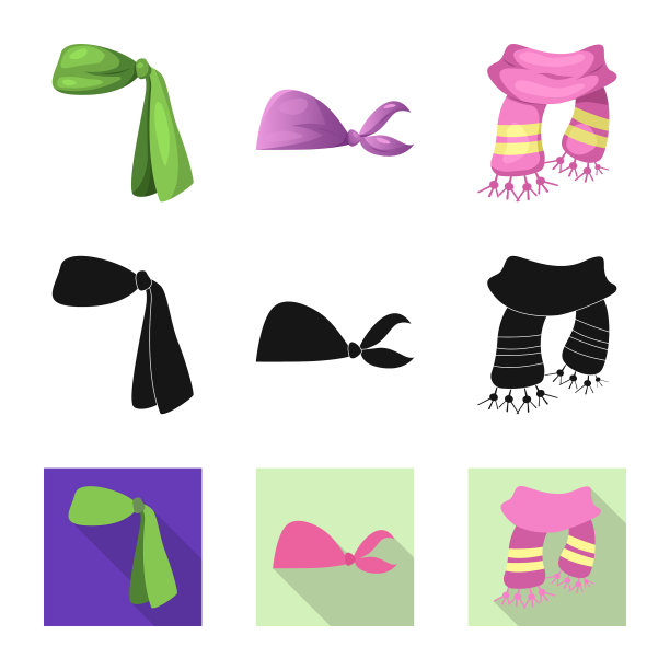 孤立对象的围巾和披肩符号集图片下载