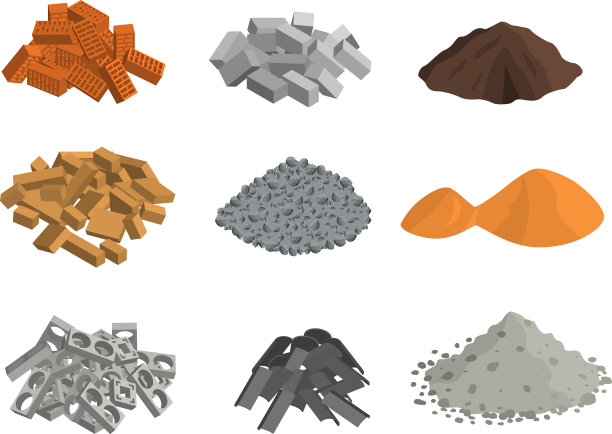 逼真的3d详细的建筑材料集图片下载