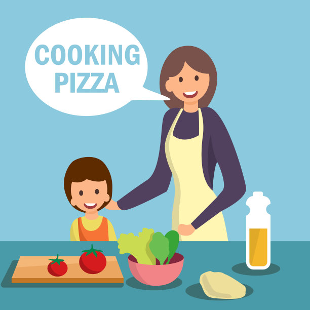 妈妈和女儿一起做饭图片下载