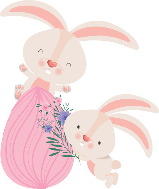 复活节兔子与鸡蛋孤立的图标图片下载