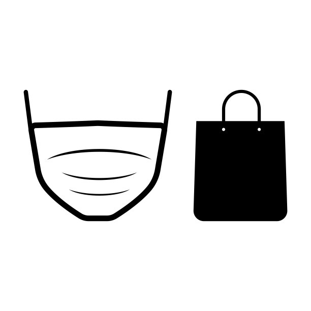 医用口罩和购物袋标志图片下载