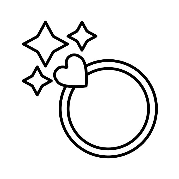 闪闪发光的戒指线图标女人戒指与心图片下载
