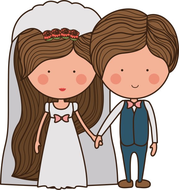 新婚夫妇的肖像与服装图片下载