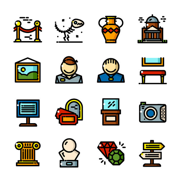 细线博物馆图标集图片下载