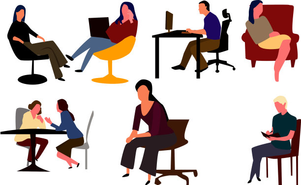 让人们坐在椅子或沙发上图片下载