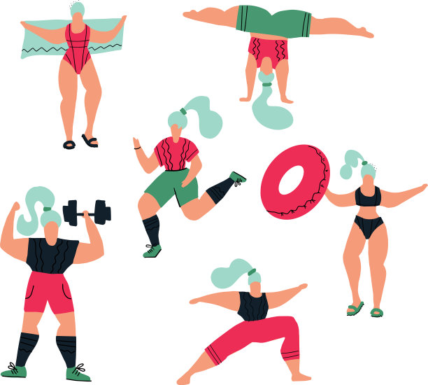 在白色背景的健身房和公园锻炼图片下载