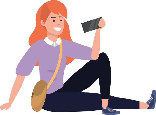 千禧一代学生坐在智能手机上浏览网页图片下载