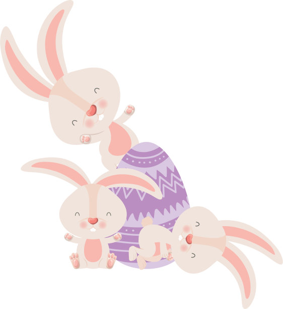 复活节兔子与鸡蛋孤立的图标图片下载