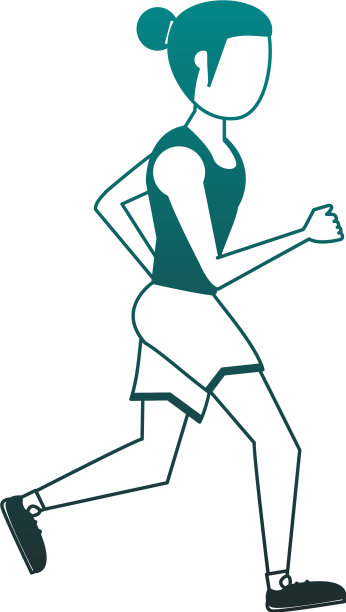 健身女性穿蓝线跑步图片下载