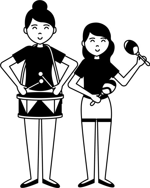 女人和女孩鼓沙槌图片下载