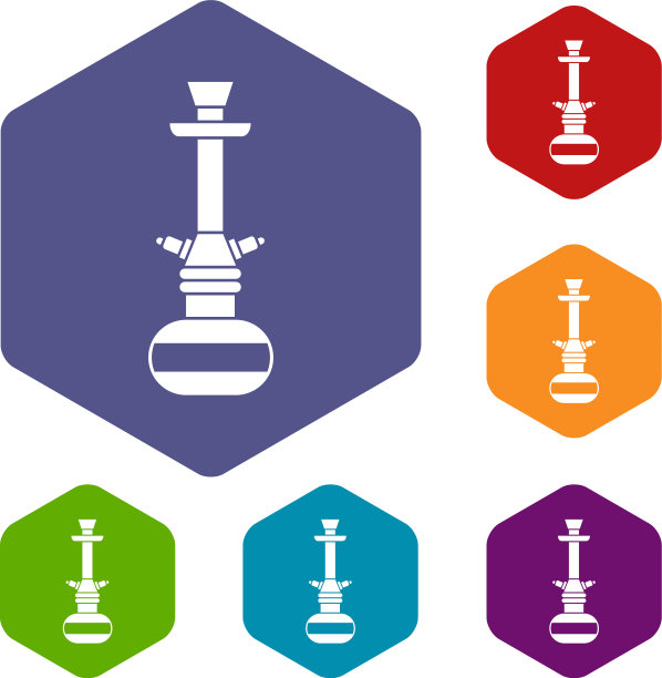 阿拉伯水烟图标设置六边形图片下载