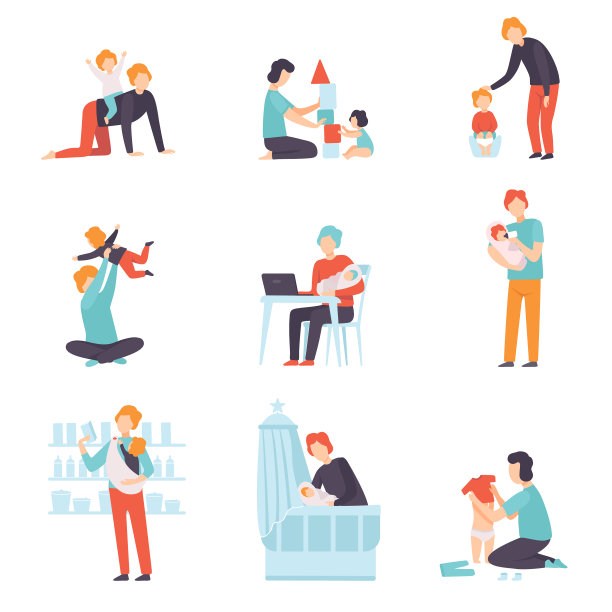 父亲照顾幼小的婴儿图片下载