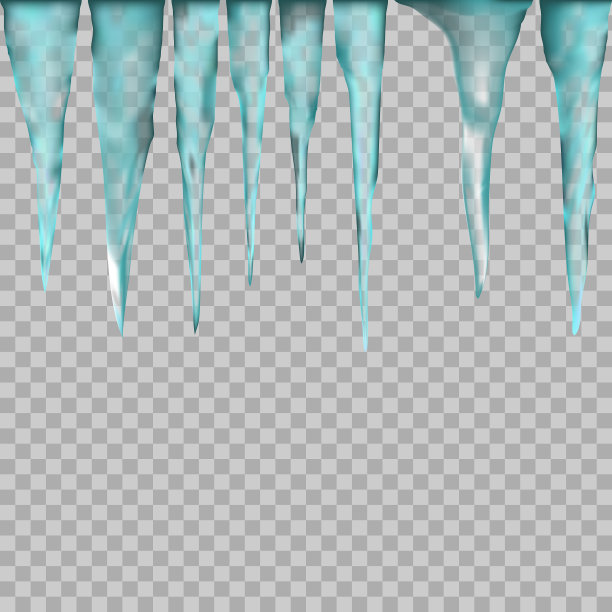 悬挂着蓝色半透明冰柱图片下载