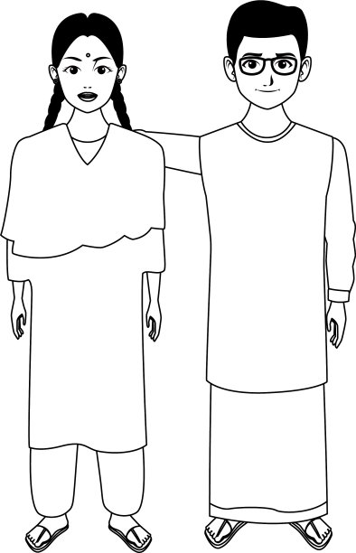 印度儿童化身卡通人物在黑色图片下载