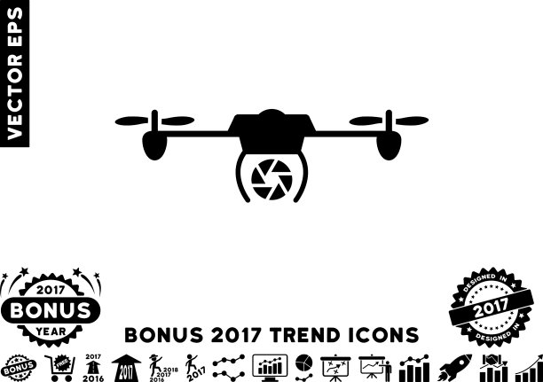 快门间谍无人机平面图标与2017奖金图片下载