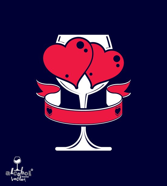 卡通酒杯和爱心图片下载