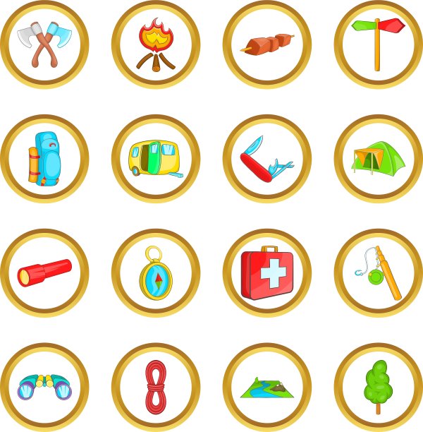 露营套装卡通风格图片下载