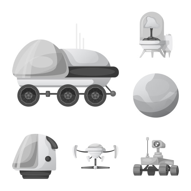 设计火星和火星的空间图标集图片下载