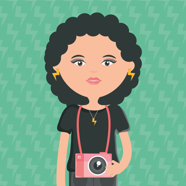 可爱的女人与相机摄影街头风格图片下载