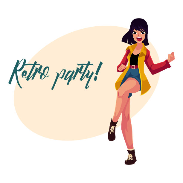 复古迪斯科派对邀请海报上的女人图片下载