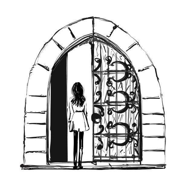 目标素描女孩打开华丽图片下载