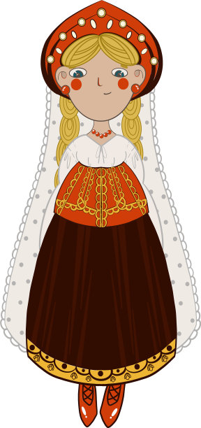 可爱的金发女孩穿着俄罗斯民族服装图片下载
