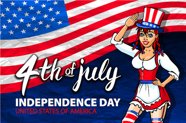 一个女孩庆祝独立日的海报图片下载