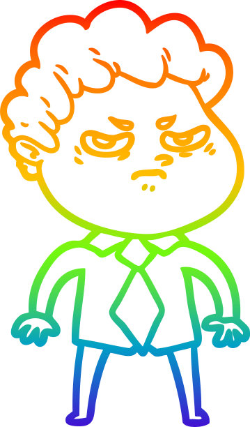 彩虹梯度线画卡通愤怒的人图片下载