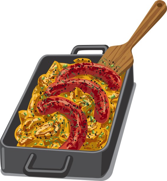 烤土豆和烤香肠图片下载