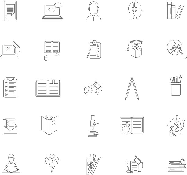 作业学习学校图标设置大纲风格图片下载