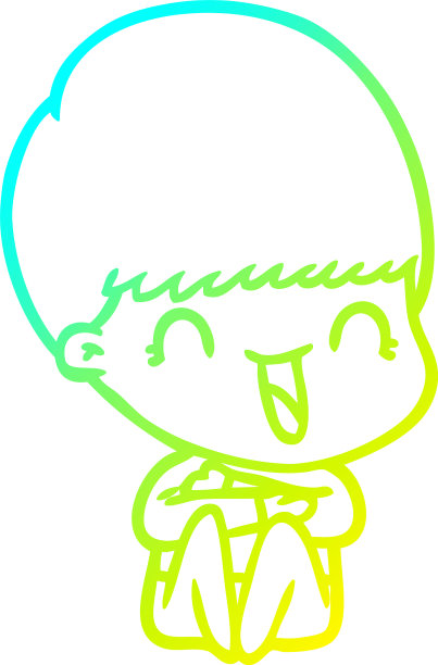 冷梯度线画快乐卡通男孩图片下载