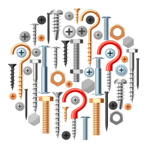 背景用螺栓、螺母、钉子图片下载